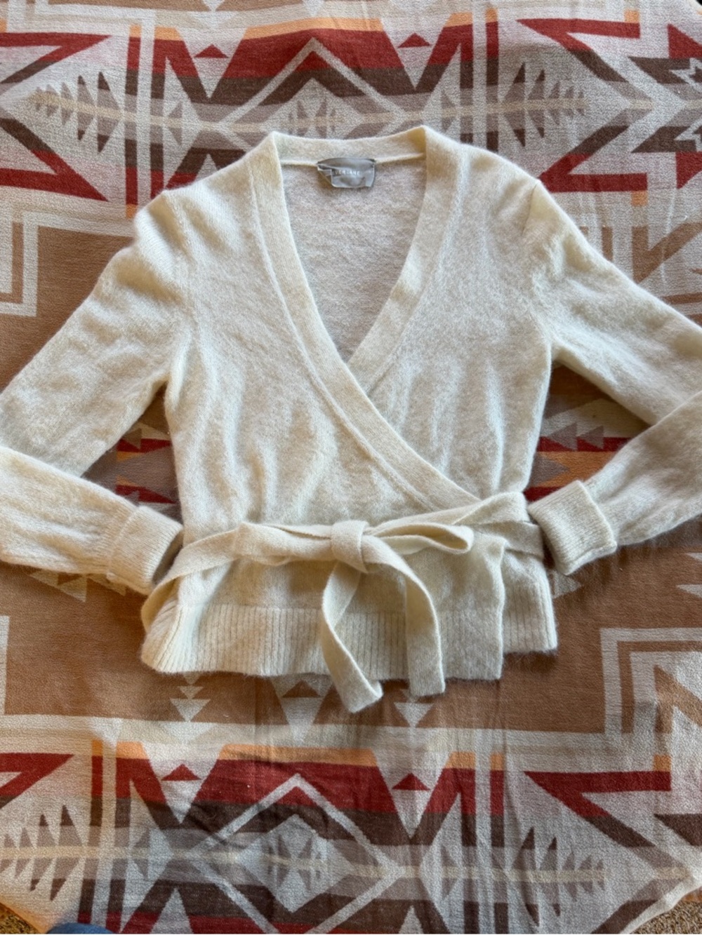 Everlane Cream Wrap V-Neck Sweater